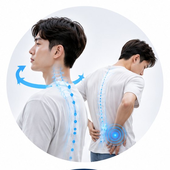 목을 돌리고 허리를 숙이는 남성