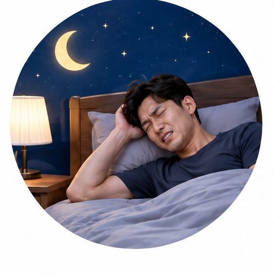 밤에 통증으로 잠에서 깬 남성