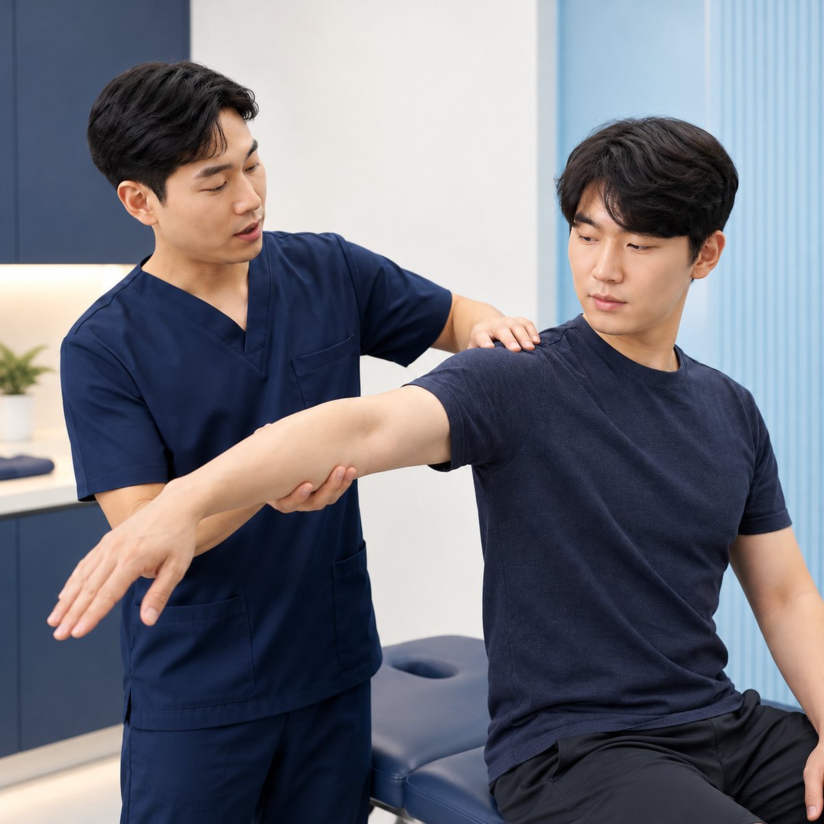 도화신경외과는 분사보다<br>진단과 움직임 평가를 먼저 봅니다.